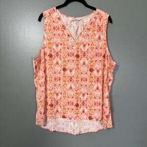 Sonoma Pink Boho Tribal Pattern Sleeveless Top - Size XXL - Women's Plus Size